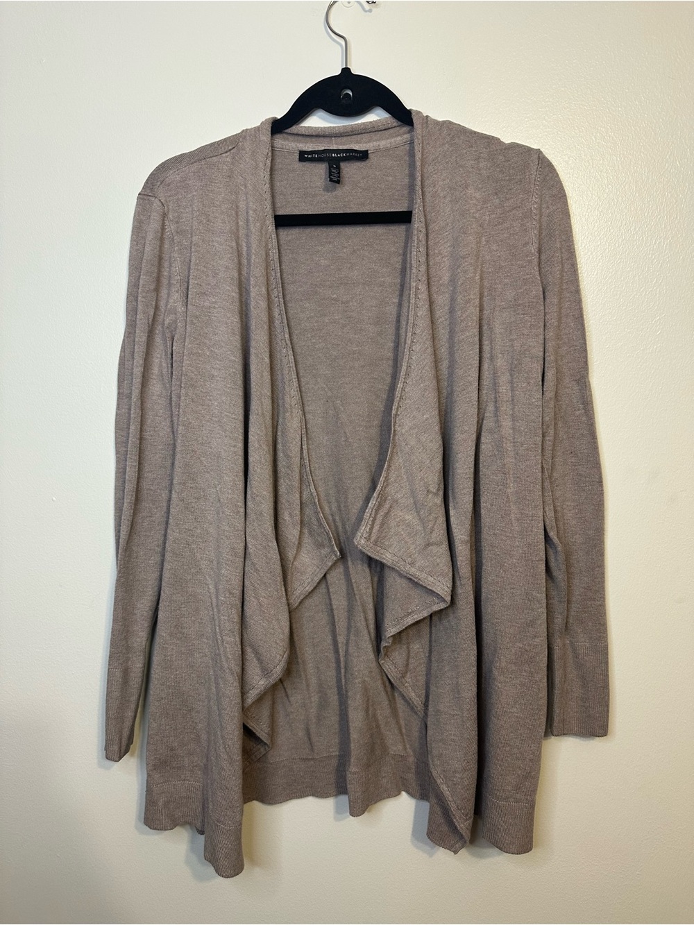 White House Black Market Women's Taupe Open-Front Draped Cardigan